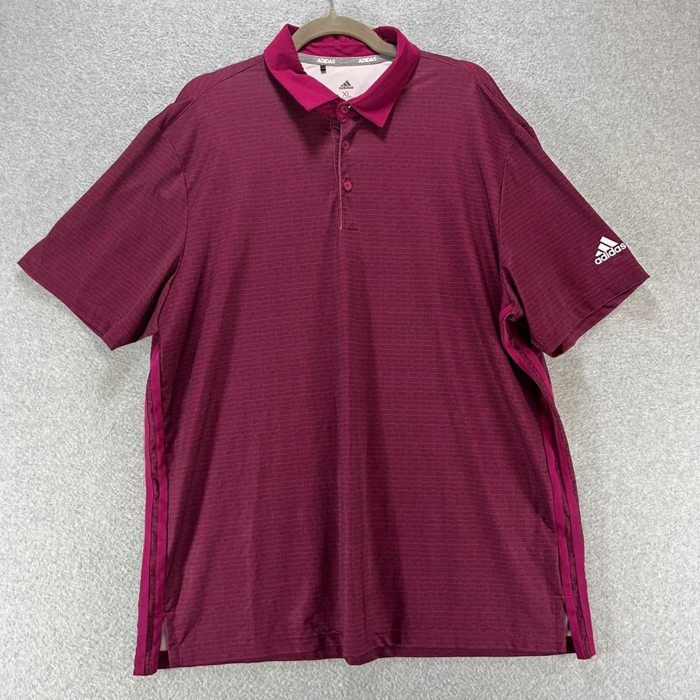 Adidas Polo Shirt Golf Mens XL Burgundy Performance Athletic Sportswear